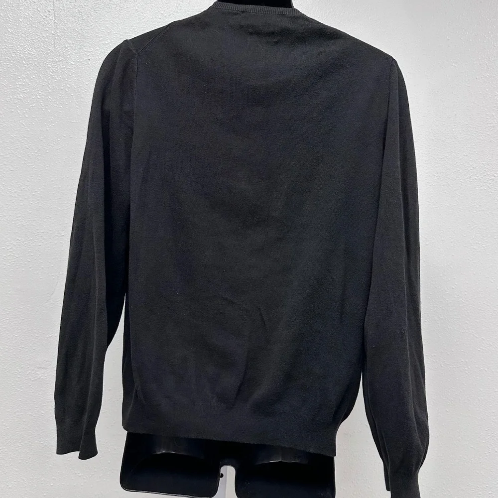 Polo Ralph Lauren Pima Cotton‎ V-Neck Sweater Purple Logo Black L